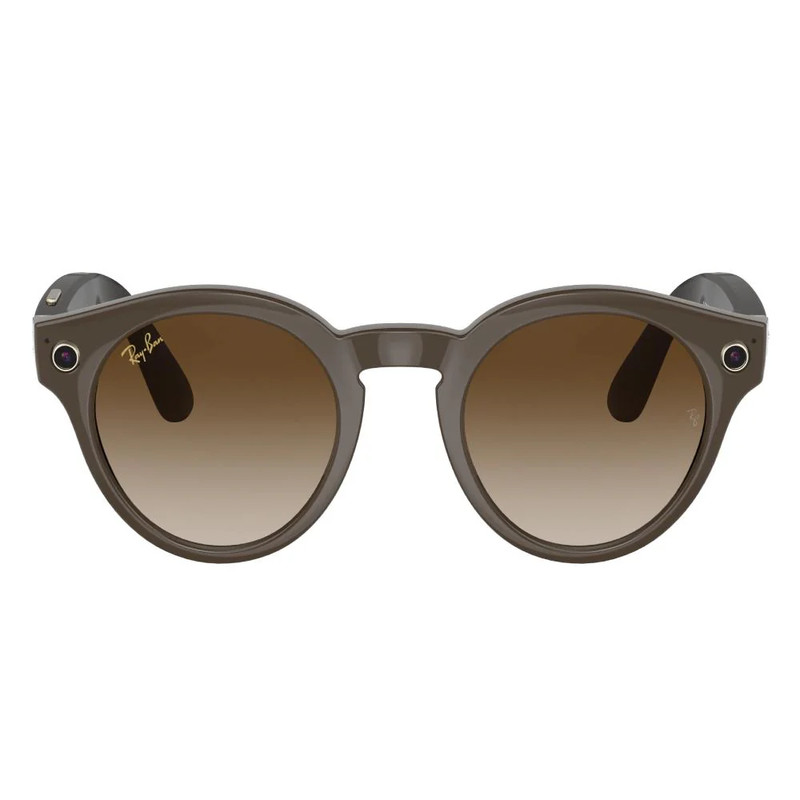 Ray-Ban Round Stories Smart Glasses - Brown/Brown Gradient - نظارة ذكية
